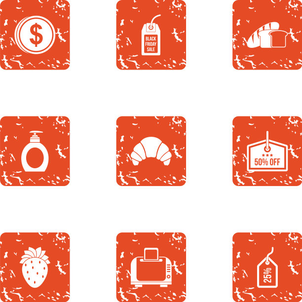 食物折扣图标设置垃圾摇滚风格图片下载