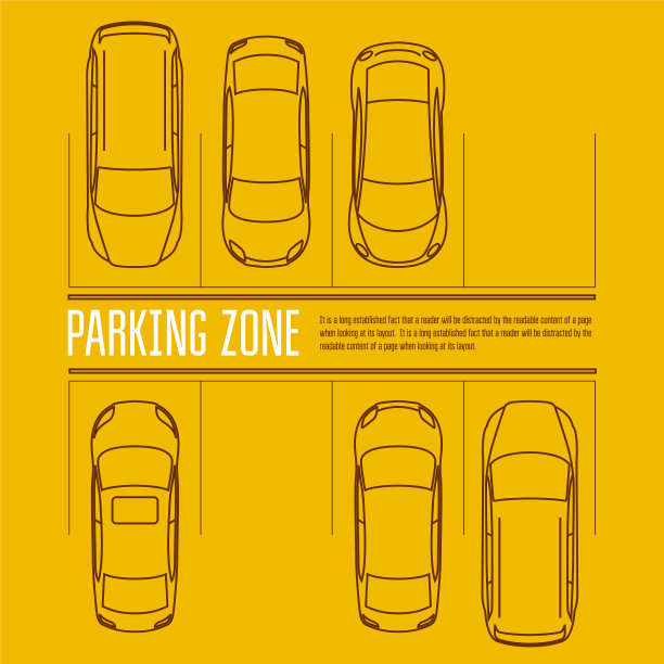 停车场-俯视图的汽车在公园区域图片下载