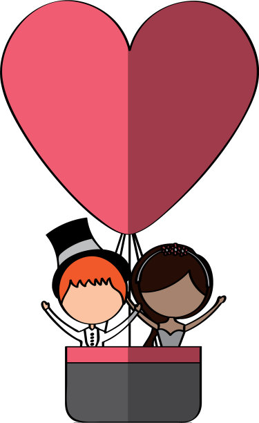 一对夫妇乘坐气球化身旅行图片下载