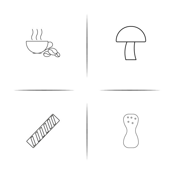 食物和饮料简单线性图标设置简单图片下载