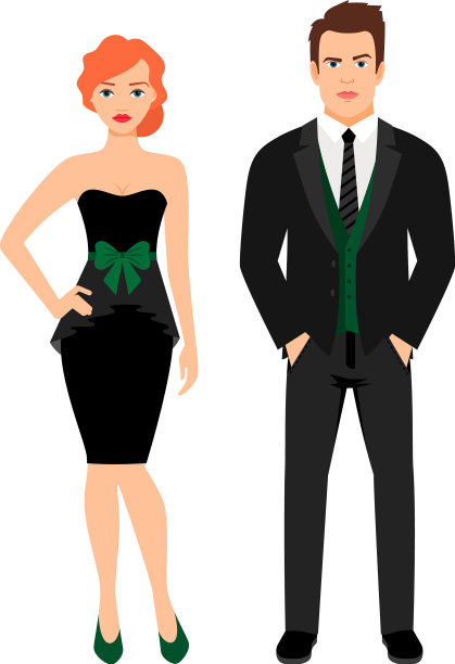 穿着黑色时装的年轻夫妇图片下载