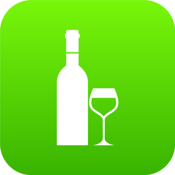 玻璃和瓶子的葡萄酒图标数字绿色图片下载