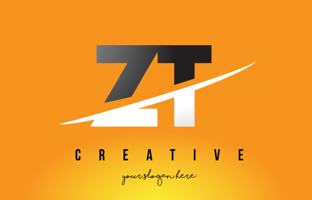 Zt zt字母为黄色的现代标志设计图片下载