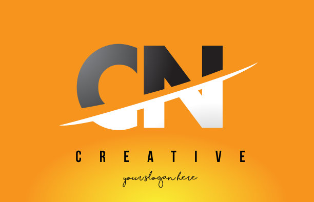 Cn Cn字母的现代标志设计用黄色图片下载
