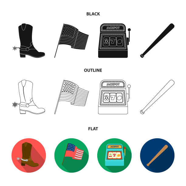 牛仔靴、国旗老虎机图片下载