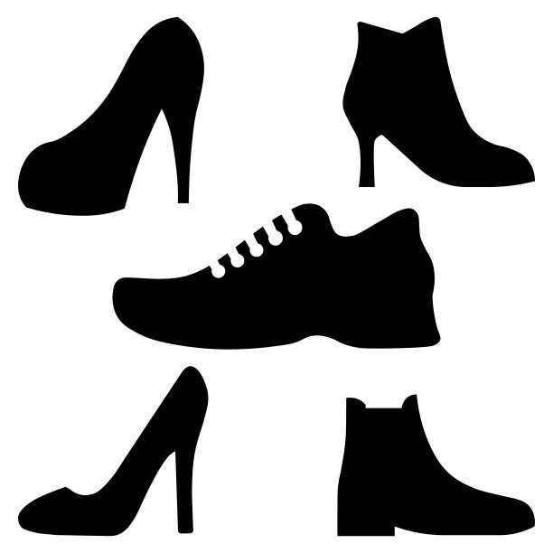 黑色靴子男人和女人图标设置whitit图片下载