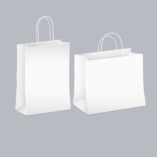 两套白色空购物纸袋图片下载