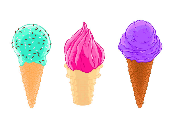 卡通速写三筒冰淇淋图片下载