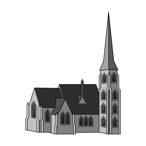 在单色风格的建筑中建立单一图标图片下载