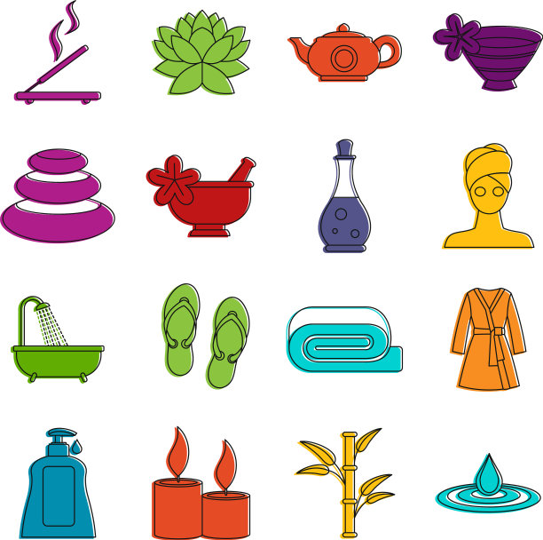 水疗图标涂鸦集图片下载