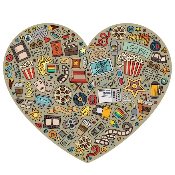 一套电影卡通涂鸦对象图片下载