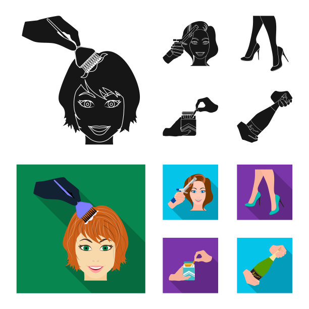 卷发，高跟鞋和其他网络图标图片下载