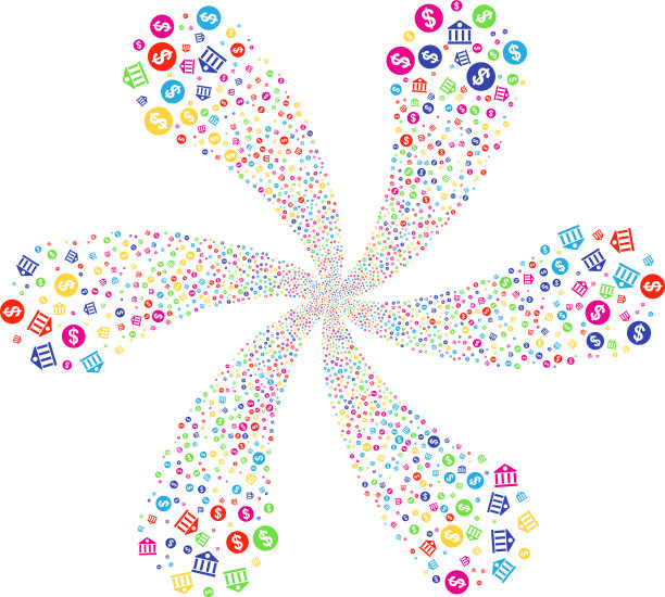 美元银行旋转花的形状图片下载