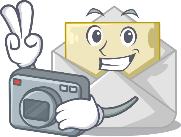 摄影师打开信封上的卡通形状空白图片下载