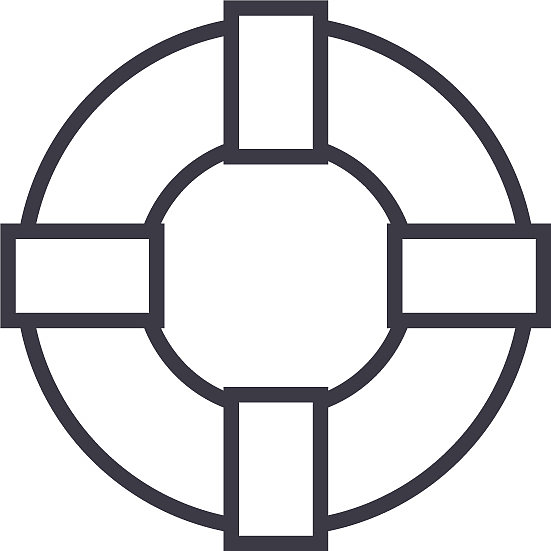 救生圈标志线性图标图片下载
