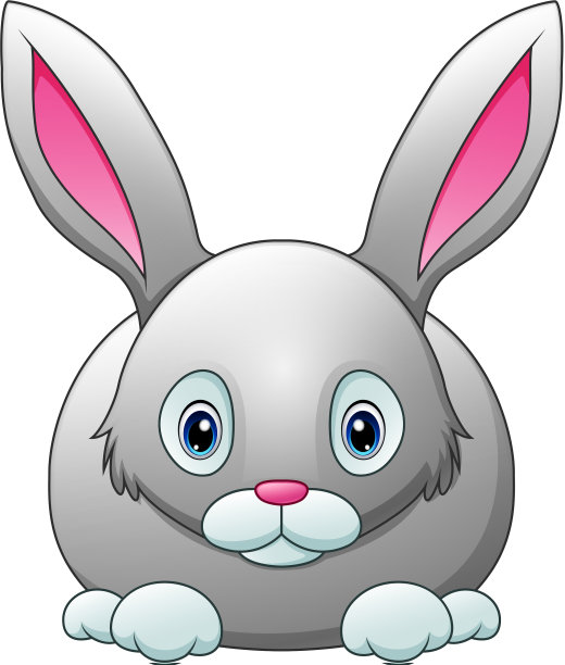 可爱的兔子卡通孤立在白色的背景图片下载