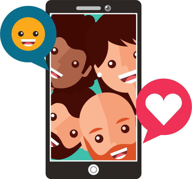 带有社区和表情符号的智能手机图片下载