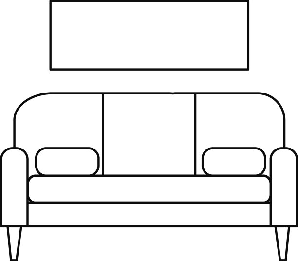客厅沙发图标轮廓风格图片下载
