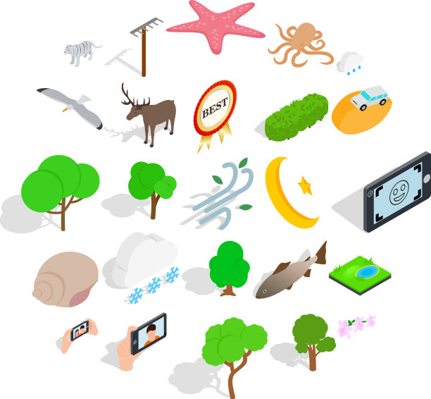 圣所图标设置等距风格图片下载