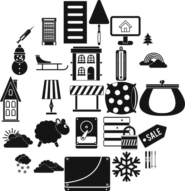 家居图标设置简约风格图片下载