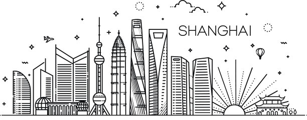 上海建筑轮廓线图片下载