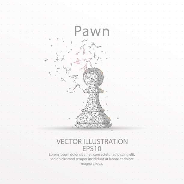 棋兵低聚线架在白色的背景图片下载