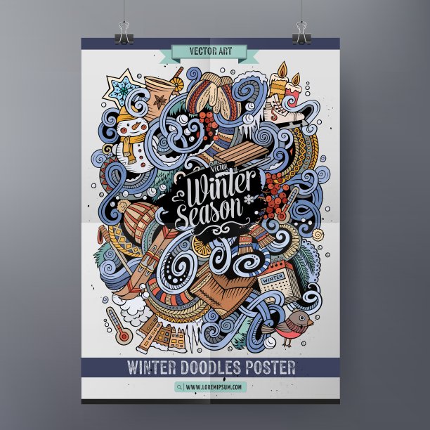 卡通涂鸦冬季海报图片下载