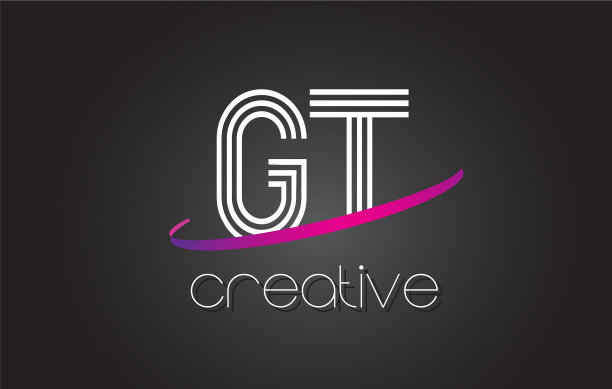 标志用字母和紫色线条设计图片下载