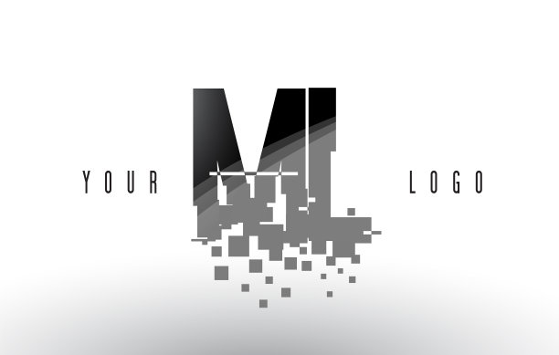 Ml ml像素字母标志与数码粉碎图片下载