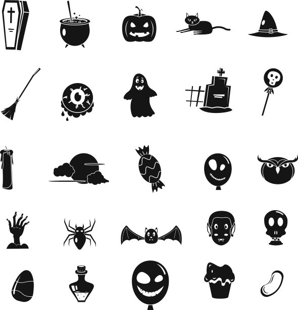 万圣节派对图标设置简单的风格图片下载