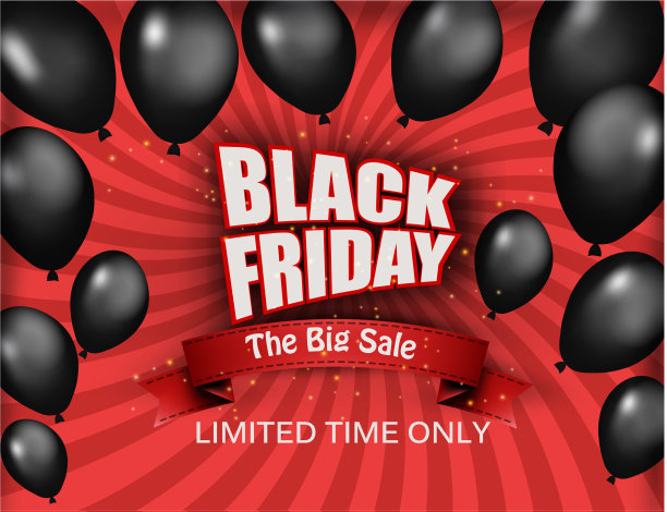 黑色星期五的促销背景是闪亮的气球图片下载