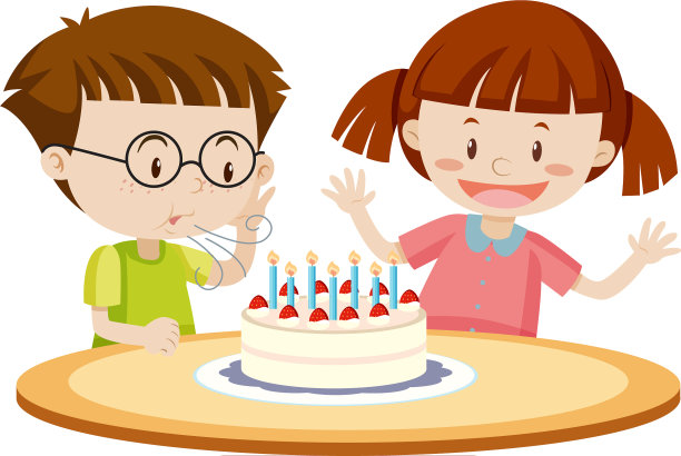 孩子们在生日时吹蛋糕图片下载