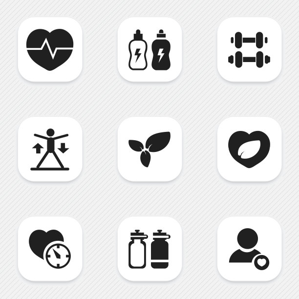 一套9可编辑的健身图标包括符号图片下载