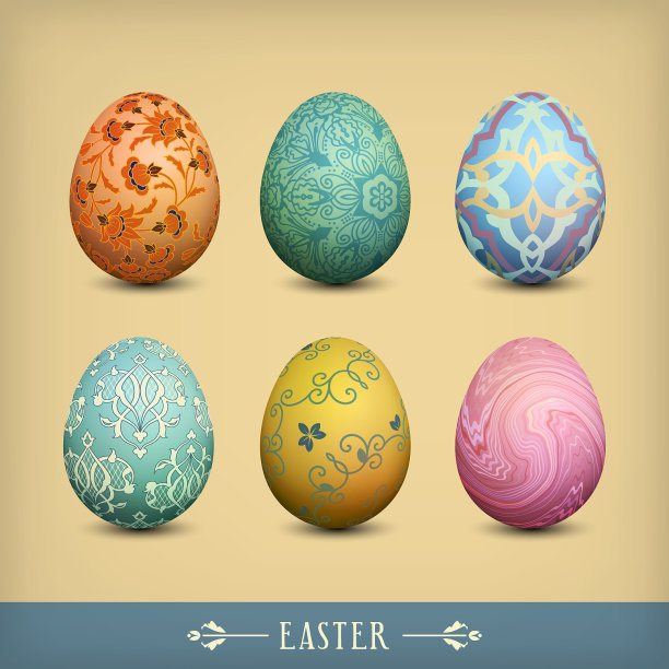 一套复古的复活节彩蛋图片下载