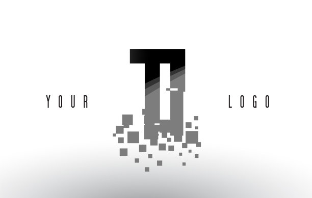 I像素字母标志与数码粉碎图片下载