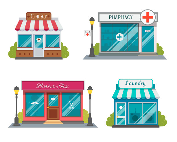 现代的快餐店和商店图片下载