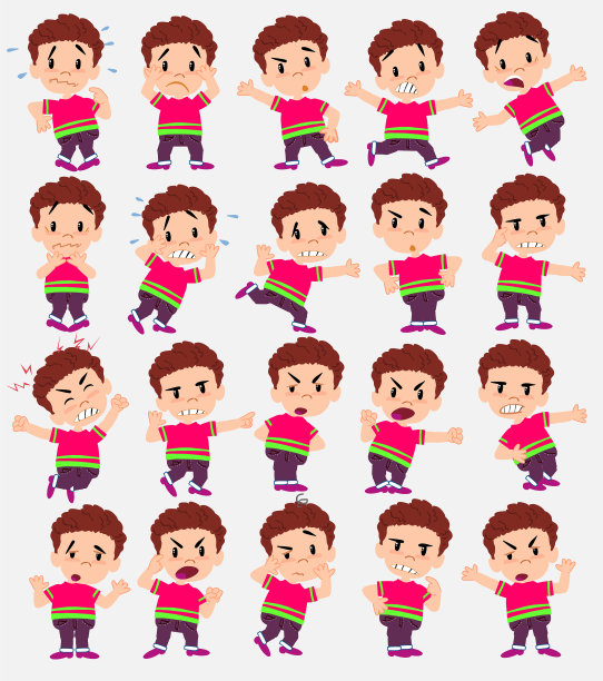 卡通人物白种男孩穿着牛仔裤图片下载