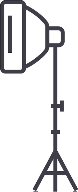 照片灯与站立三脚架线图标图片下载