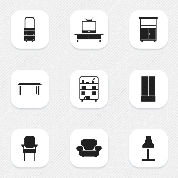 一套9可编辑的家具图标包括图片下载