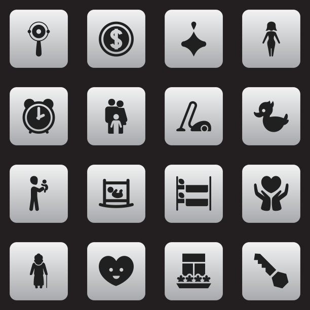 一组16可编辑的亲属图标包括符号图片下载