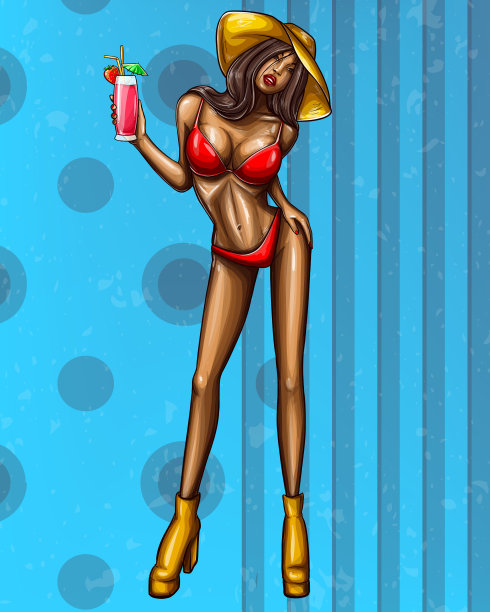 穿着内衣的波普艺术女孩暑假图片下载