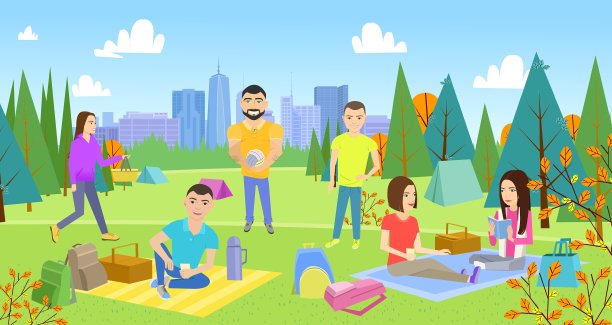 一起野餐快乐的生活方式公园图片下载