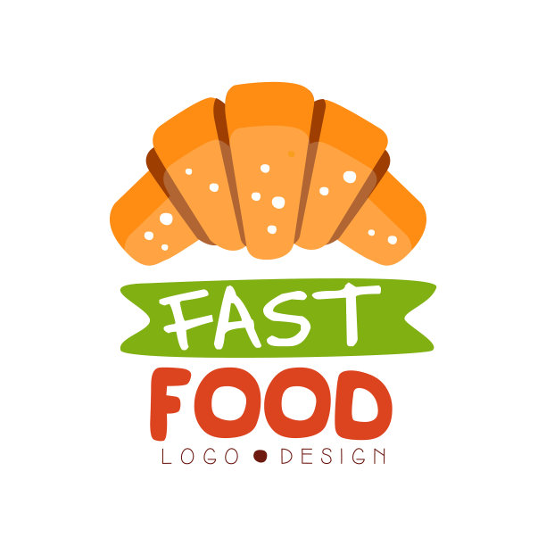 快餐标志设计徽章与羊角面包标志图片下载