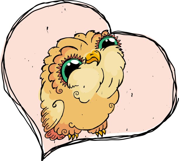 可爱的猫头鹰涂鸦Grunge Kawaii图片图片下载