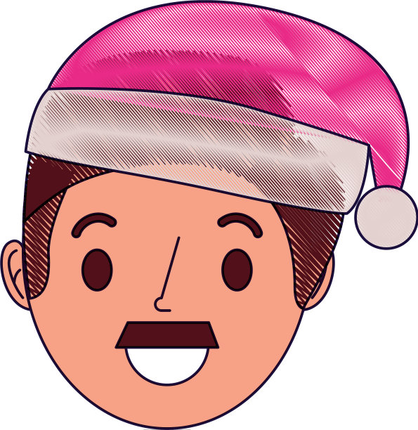 卡通大人戴着圣诞帽图片下载