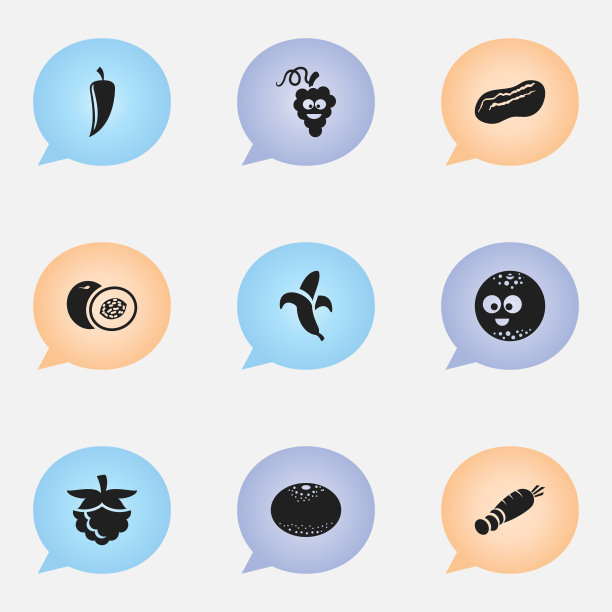 一套9可编辑的食物图标包括符号图片下载