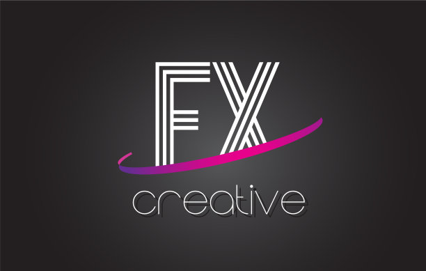 Fx fx字母标志与紫色线条设计图片下载