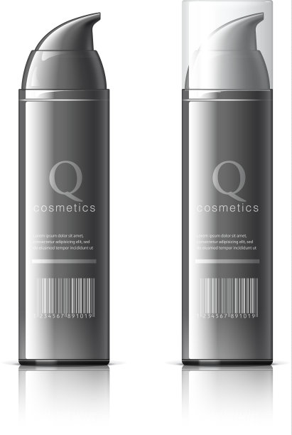 逼真的黑色化妆瓶可以喷雾图片下载