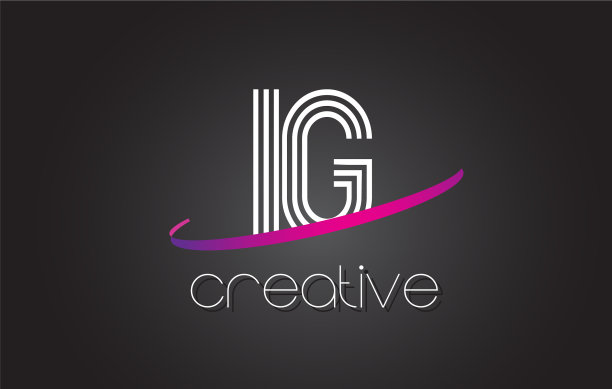 Ig I q字母标志与紫色线条设计图片下载