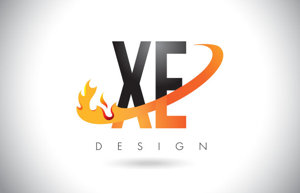 XE X E字母火焰设计标志图片下载